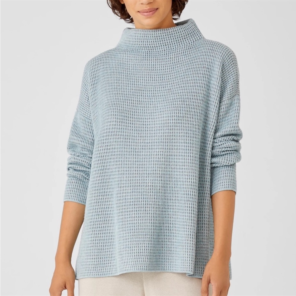 Eileen Fisher Peruvian Organic Cotton Blend Funnel Neck Top
